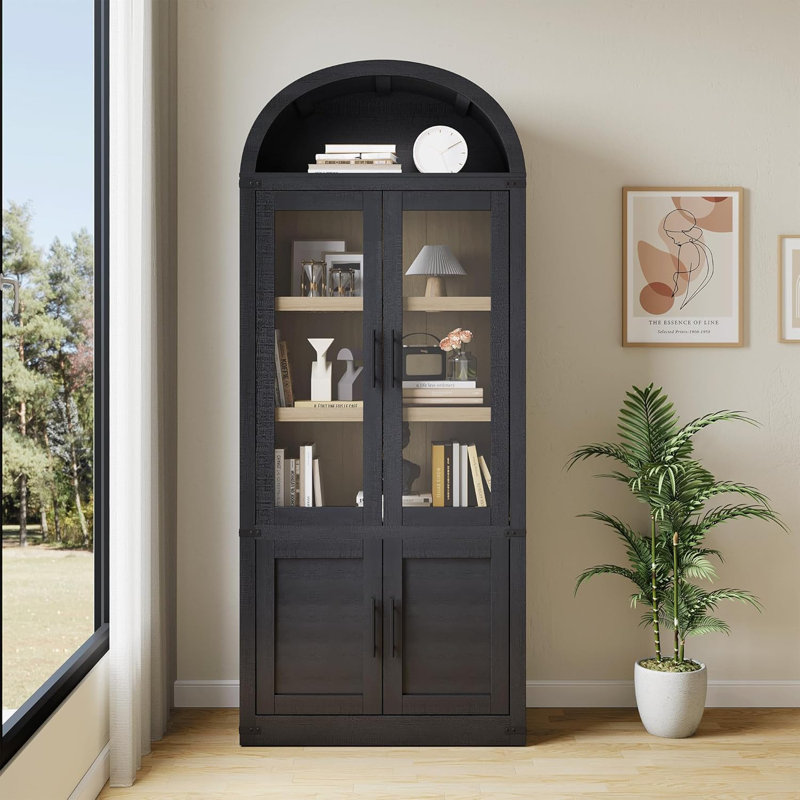 Bibliothèque arquée avec portes, Noir