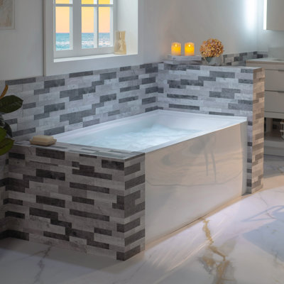 Vine 60 x 30 Inch Acrylic Alcove Soaking Tub, Left-Hand Drain & Overflow, 5 Finish Options