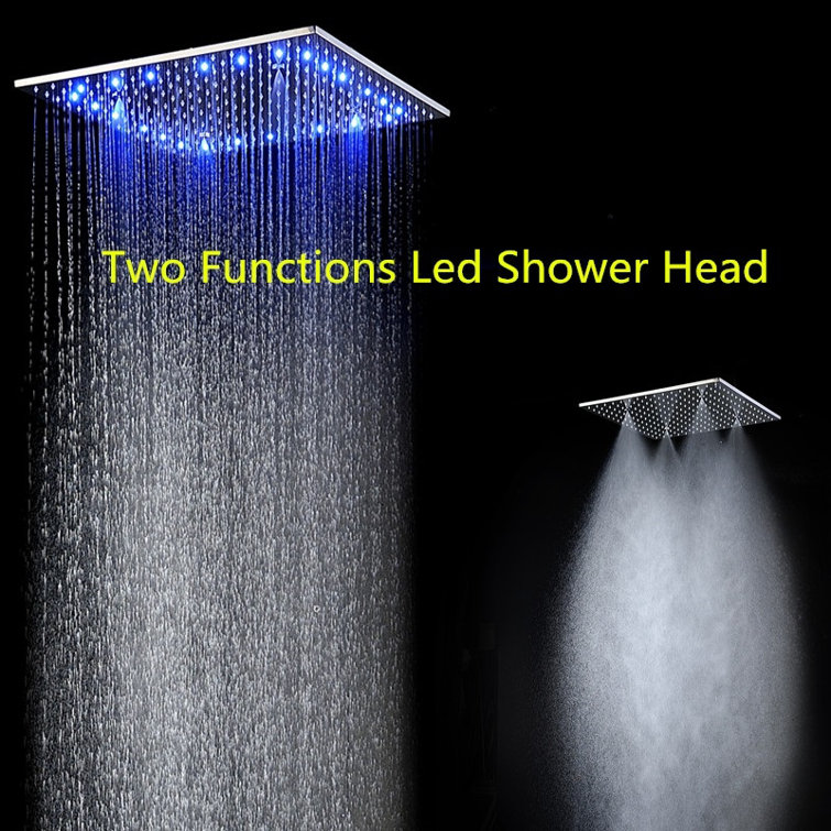 20 Rain Mist LED Ceiling Mount Shower System with Thermostatic Controls Body Jets
