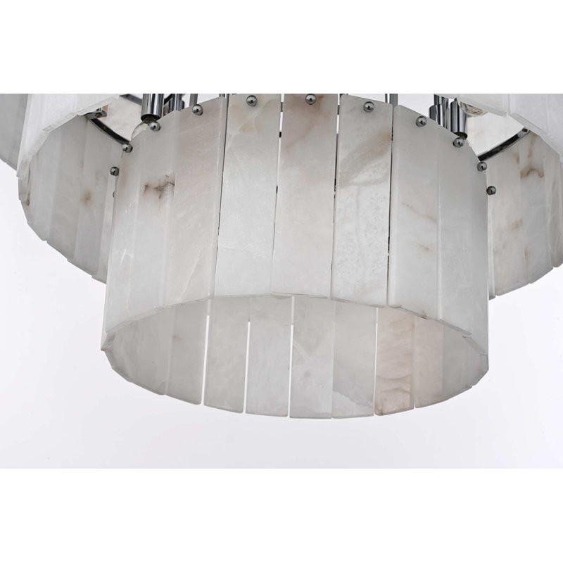 Lustre en albâtre 32 pouces Intisar, Chrome chrome