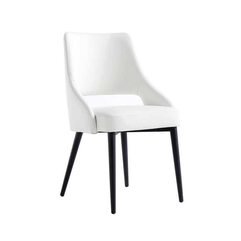 6-Piece Hickson Leatherette Dining Chair with Metal Legs, White