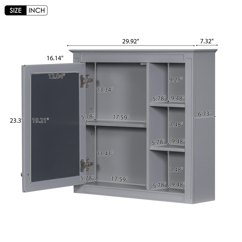Ensemble de meuble-lavabo autoportant de 30 pouces avec lavabo et armoire de toilette, Gris/argent