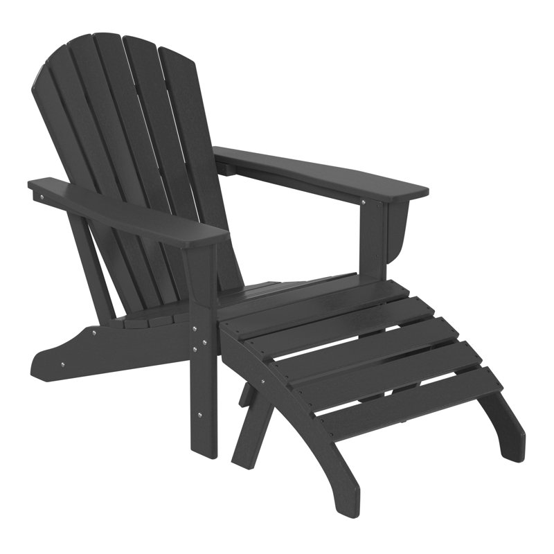 Ensemble de chaise Adirondack en plastique avec repose-pieds Altura, Gris