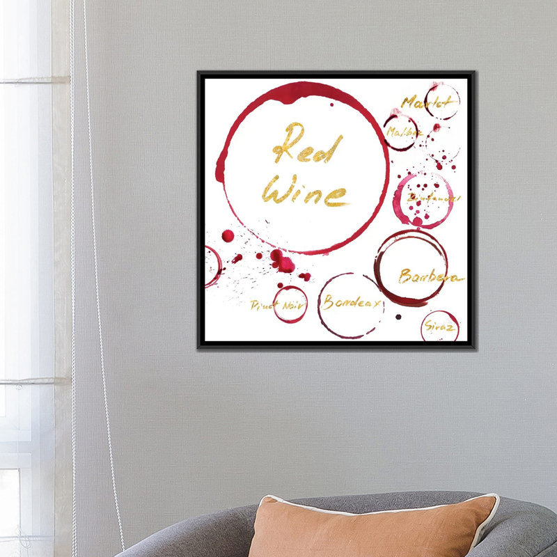 «Red Wine» par Pi Studio - impression sur toile tendue, H 18 po x l 18 po x P 1,5 po, Toile avec cadre noir, Pas de tapis