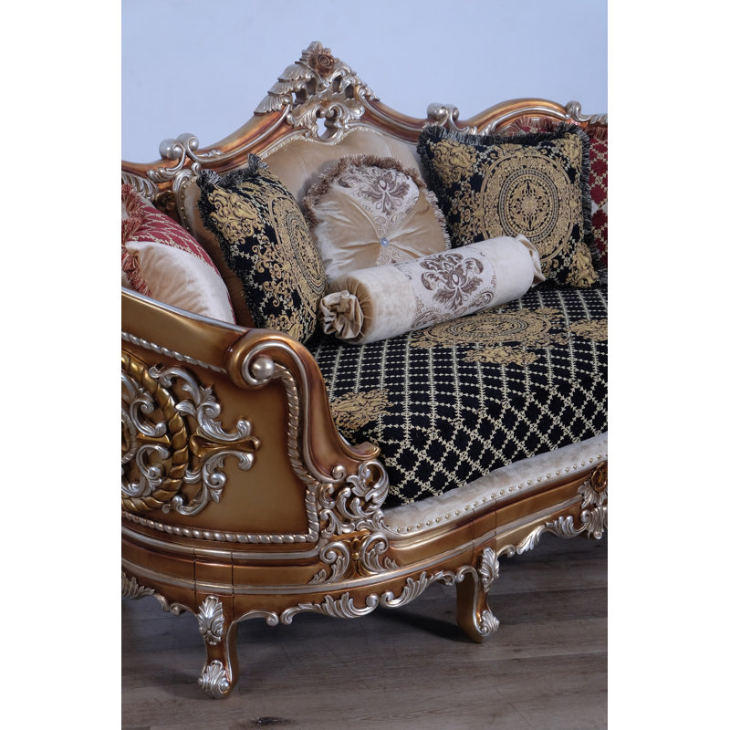 Saint Germain Loveseat, Black/Gold/Light Brown