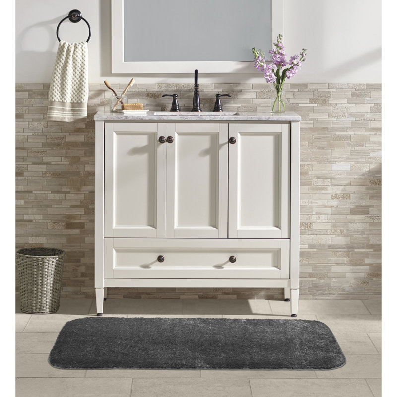 Monarrez Nylon Bath Rug with Non-Slip Backing, Cinder Gray, Single- 60" L x 22" W