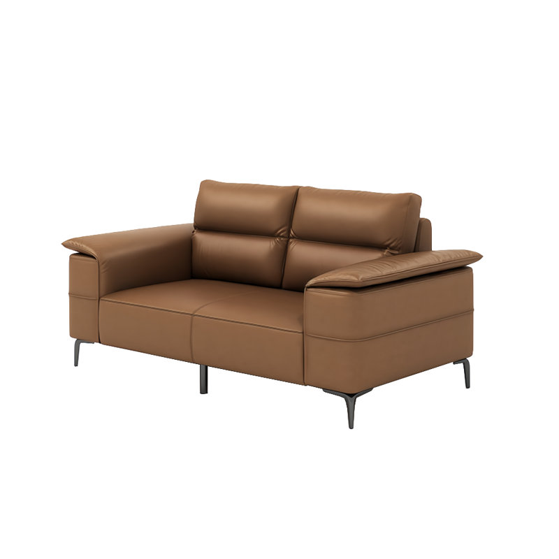 Simple brown sofa, Brown Faux Leather