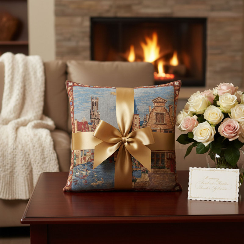 III Torens European Cushion Covers, Blue/Brown/Red Landscape 4