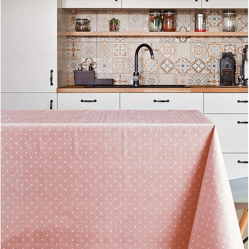 Knowle Rectangle Dots Polyester Tablecloth, Pink