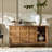 Ilesha 58" Wide Transitional 4 Door Sideboard with Adjustable Shelves and Solid Wood Legs-1742310039