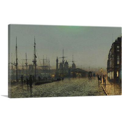«Hull Docks At Night 1880» par John Atkinson Grimshaw - peinture sur toile tendue