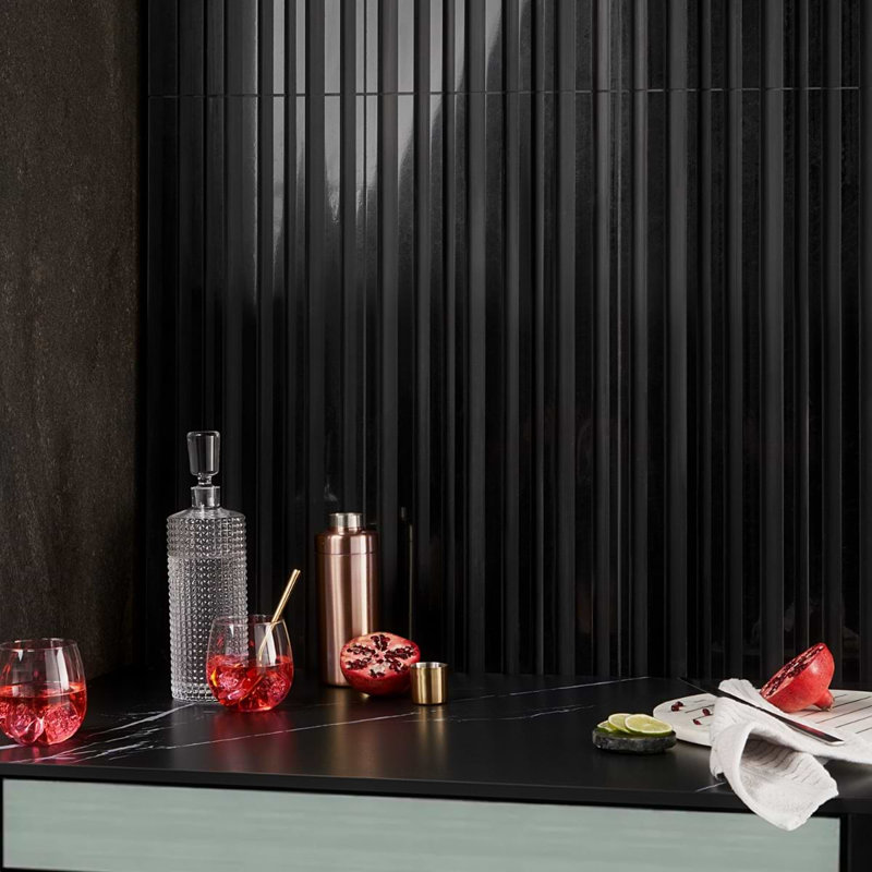 Stonework Black Jade 12x24 Marble Tile, Barcode 3D Polished/Honed