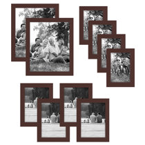 Family Two 8 x 10 Four 5 x 7 Four 4 x 6 Dark Brown for Wall or Tabletop Decor Picture Frame Set of 10 Pcs