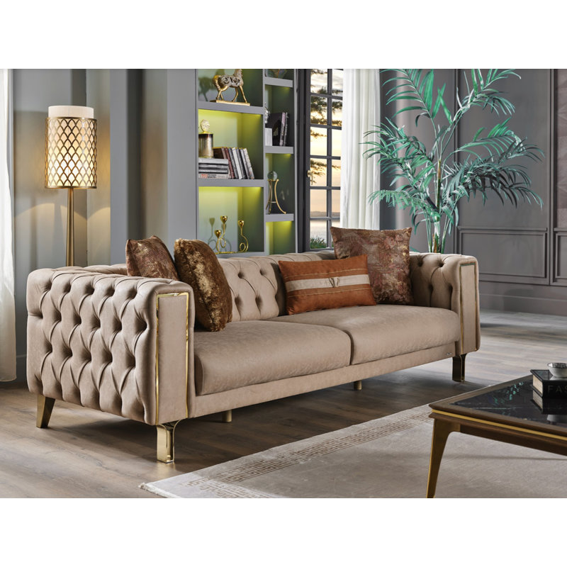 Kurtis 75'' Upholstered Convertible Sofa, Dark Vizon  100% Polyester
