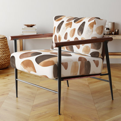 Chaise rembourrée Country Farmhouse - Fauteuil brun et beige à formes cacao