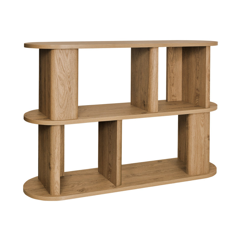 Loon Peak Janarius Low Oak Wood Effect Bookcase with Compact 2-Shelf Design for Living Room