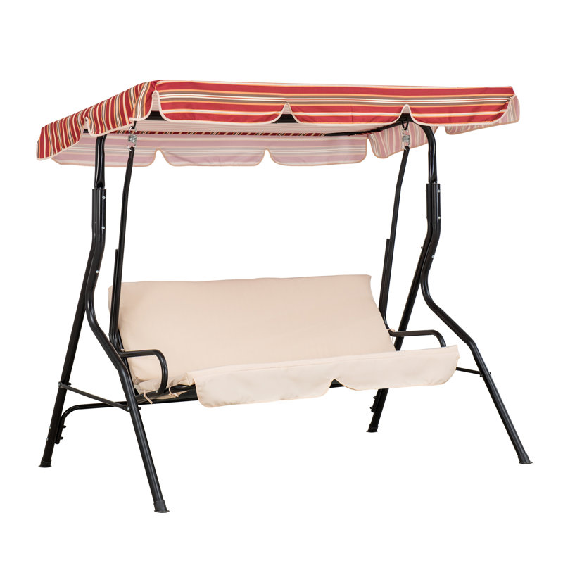Sunjoy 2-Seat Swing with Canopy, Tan/Red, Tan