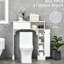 Rangement de salle de bain autoportant au-dessus de la toilette, armoire blanche avec tablettes réglables, peu encombrant pour les produits et le support à papier, accessoires de rangement pour articles de toilette