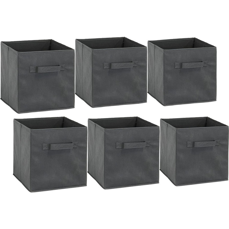Ivy Bronx Fabric Decorative Bin, Dark Gray