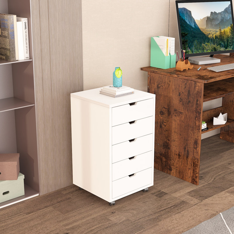 26.7 " Wide 5 MDF Filing Cabinet, White