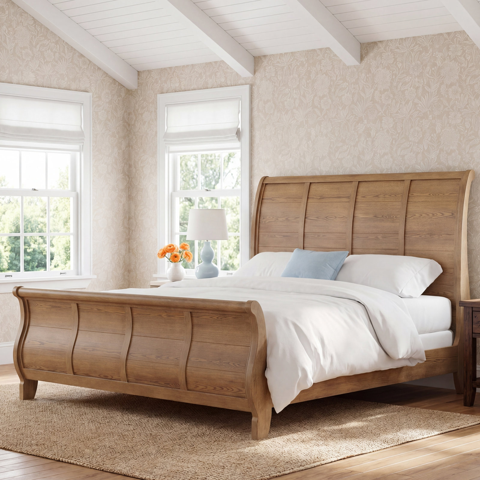 Country Living Sleigh Bed, Brown, King