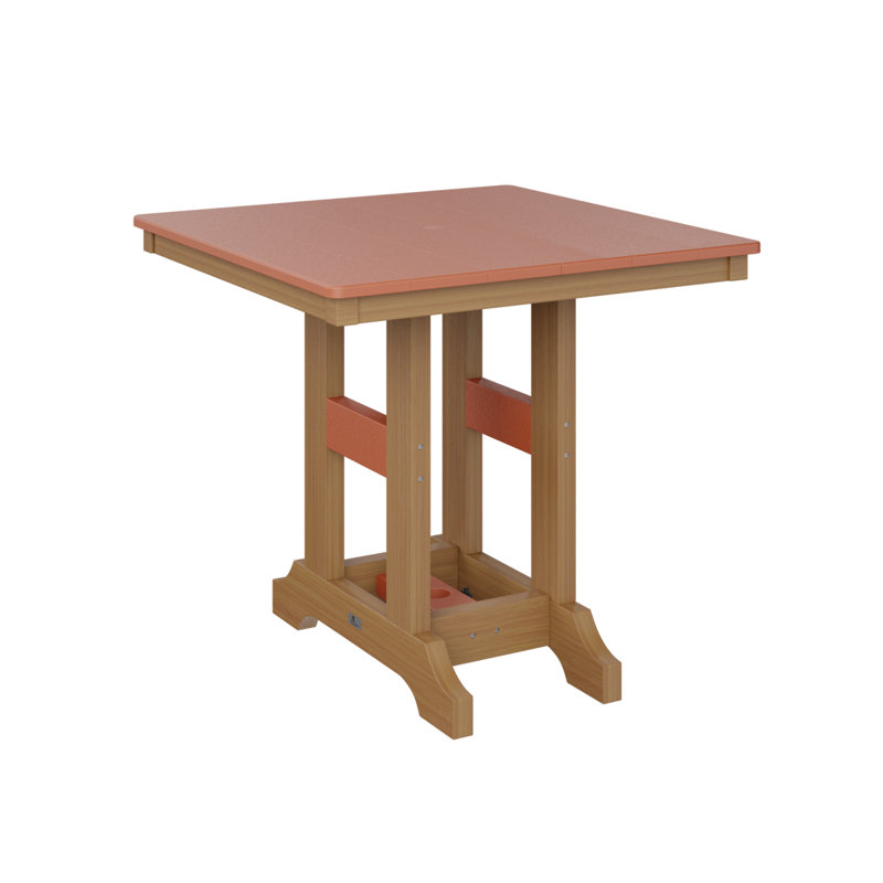 Garden Classic Outdoor Square Dining Table, Natural Teak, Mango Orange