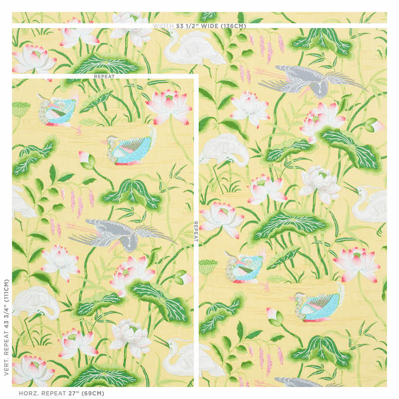 Lotus Garden Fabric, Yellow