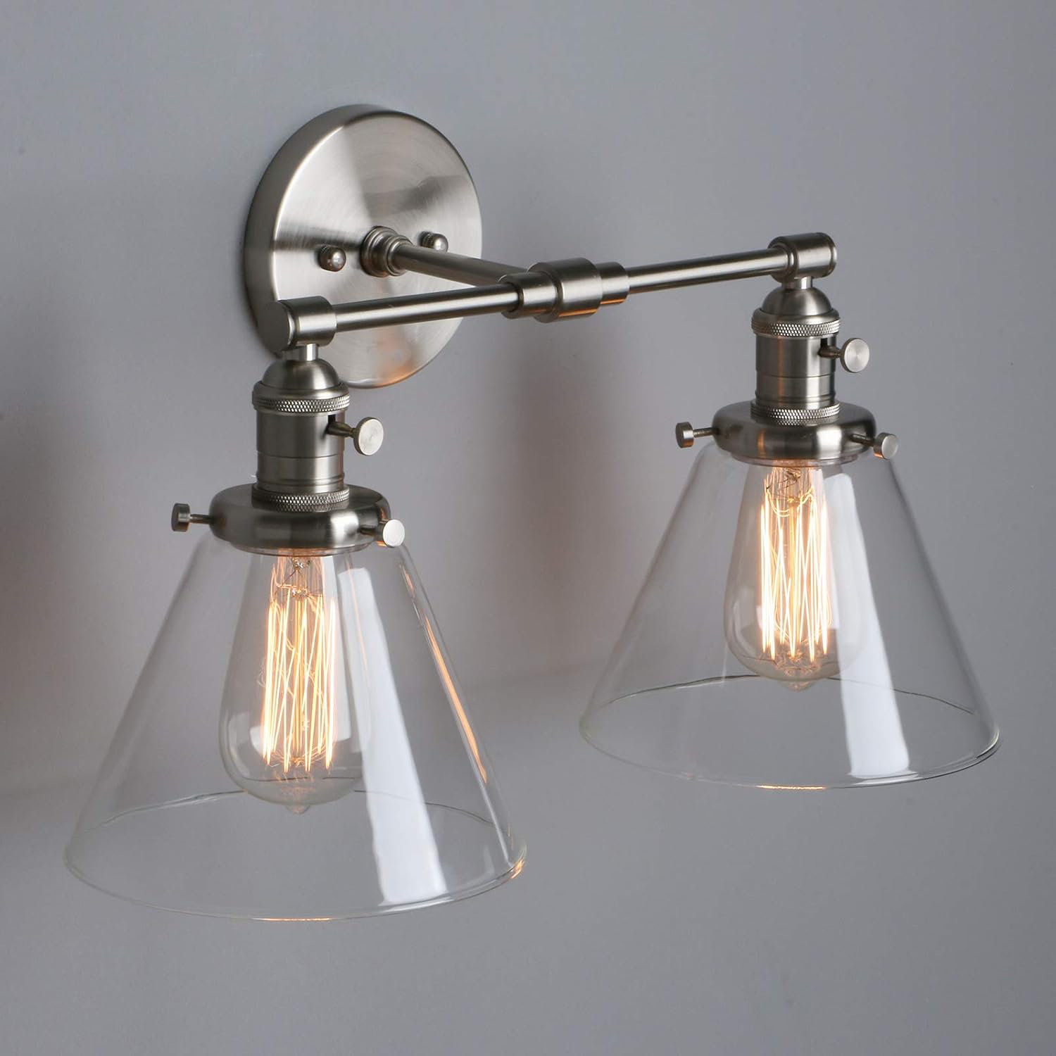 Longshore Tides Industrial Wall Sconce Light With Dual Clear Glass