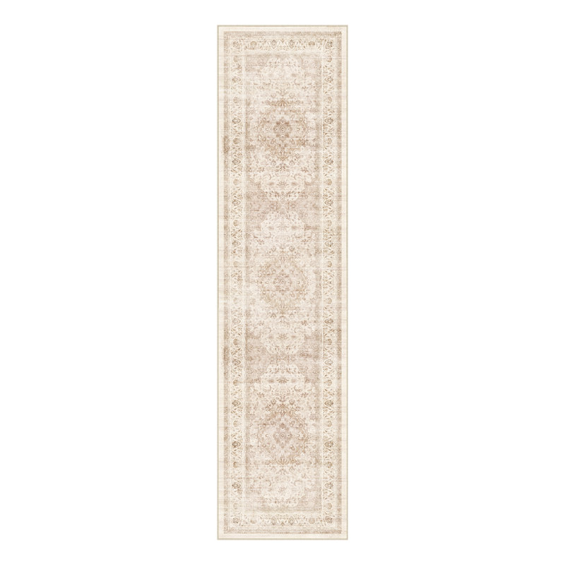 Tapis oriental beige Stella avec envers antidérapant, Beige, Tapis de couloir 2 pi x 8 pi