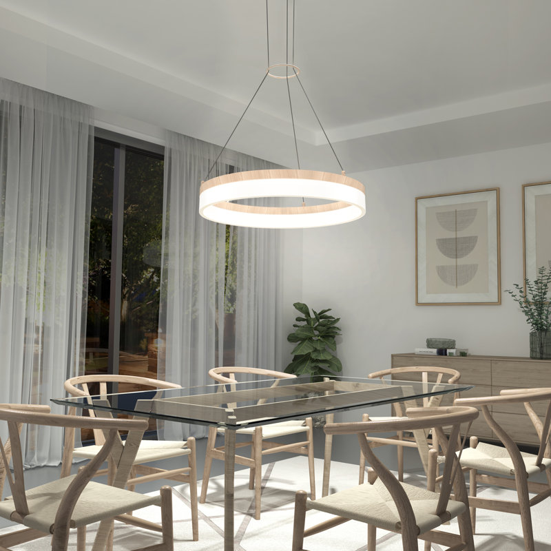 1 - Light LED Sphere Pendant, Wood