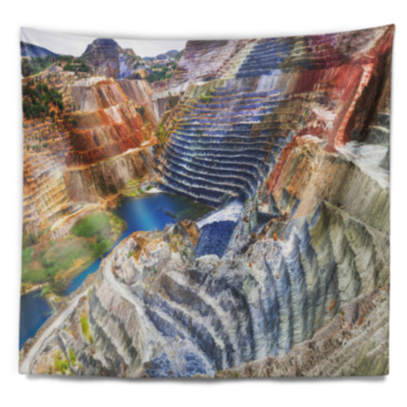 Tapisserie de paysages et mines de canyon, H 32 po x l 39 po