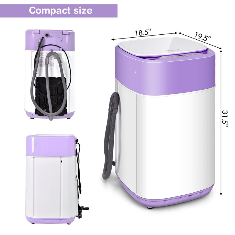 Costway 1 Cubic Feet cu. ft. High Efficiency Portable Washer with Child Safety Lock, Purple