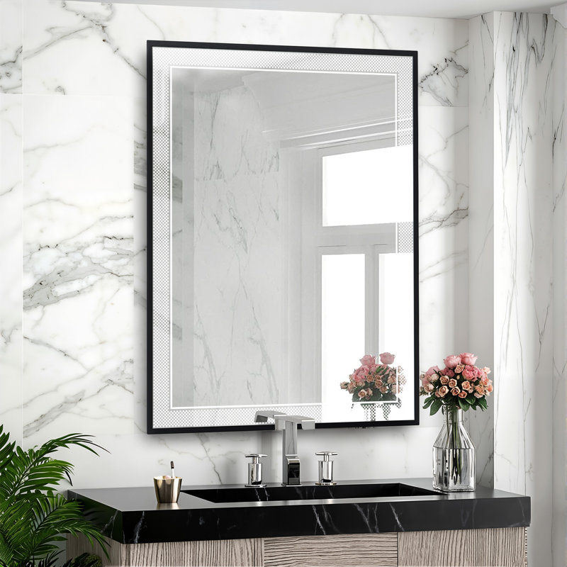 Miroir de salle de bain à DEL avec gradation 3 couleurs et antibuée, 32 po x 24 po