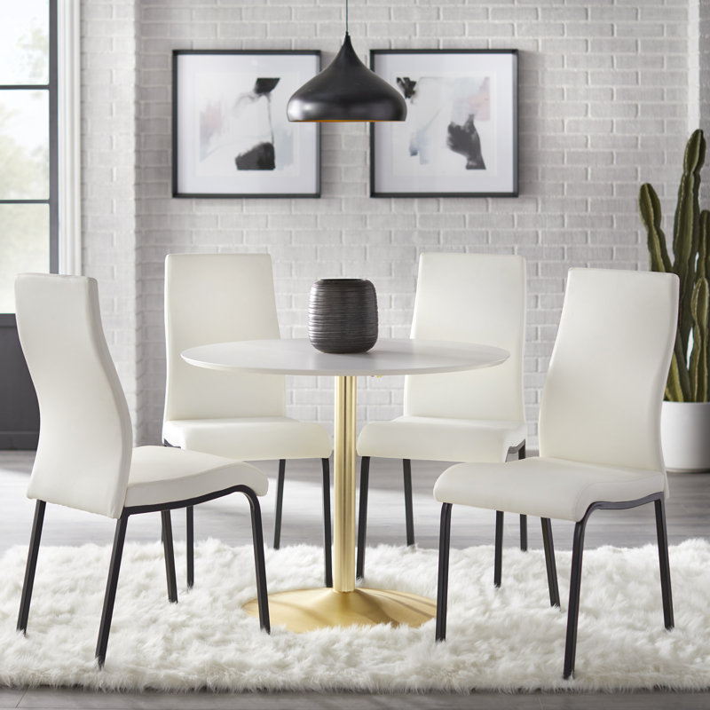 Pedestal Dining Set, 5 Pieces: 1 Table, 4 Chairs