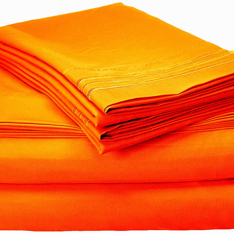 Elite Orange Luxe 1800 Series Pillowcase Set - Super Soft Wrinkle & Fade Resistant Sheets with Beautiful Design - Deep Pocket - Hotel Quality