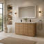 Meuble-lavabo autoportant de 60 pouces avec lavabo en résine blanche, 4 portes à fermeture en douceur et tablettes ajustables