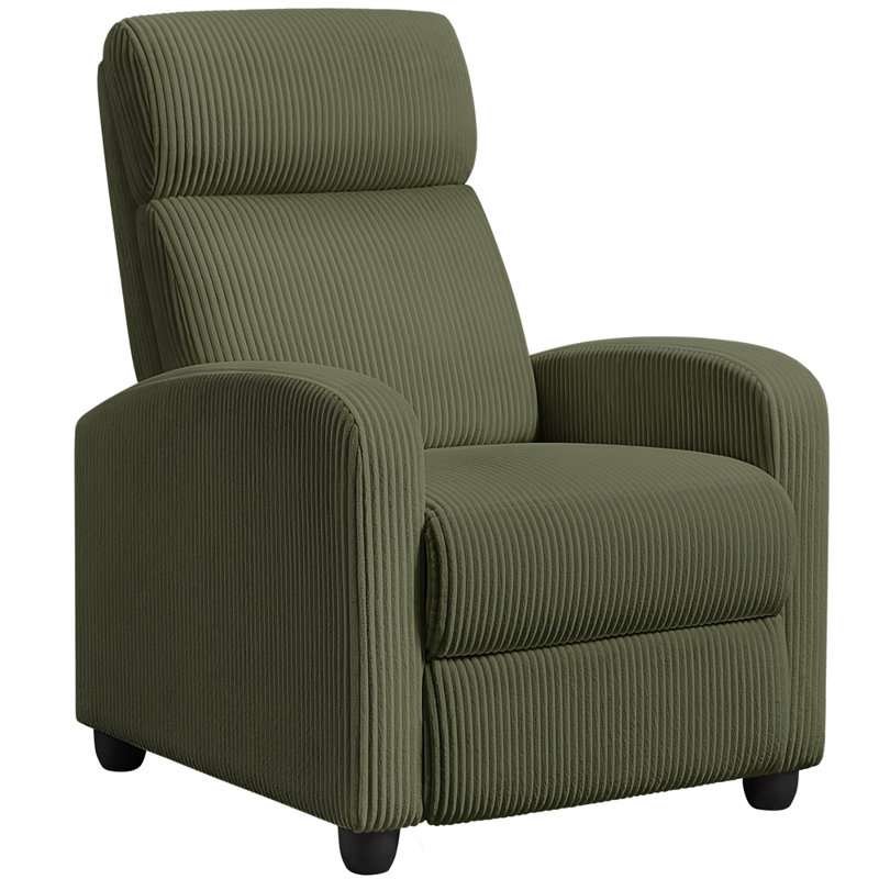 Sanza Corduroy Upholstered  Recliner, Dark Green