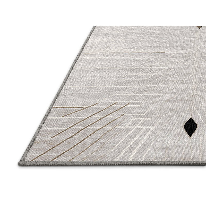 Machine Washable Gray Area Rug, Square 3'