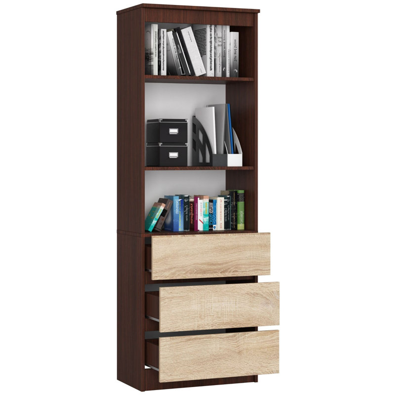 Alexsander 180 cm H x 60 cm W Standard Bookcase, Venge/Sonoma Oak