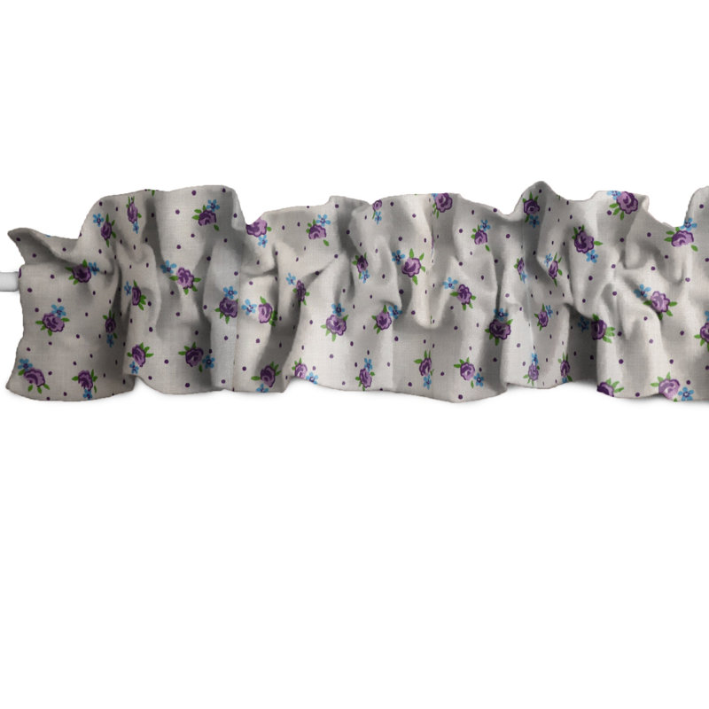 Cantonnière à motif de pois à petites fleurs, Mauve, L 144 po x L 9 po