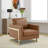 Lincoln Modern Leather Accent Chair with Stainless Steel Base – Contemporary Boxy Armchair, Single Seater Side Chair for Living Room, Bedroom, Office & Lounge-724137686-797541885