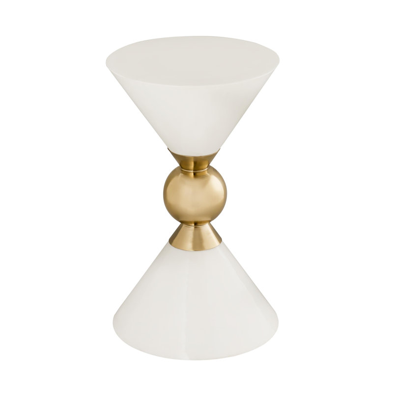 White and Gold Round Metal Accent Table