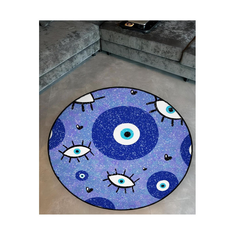 Tapis rond rond lavable à la machine, Sous-tapis rond 4 pi 11 po inclus
