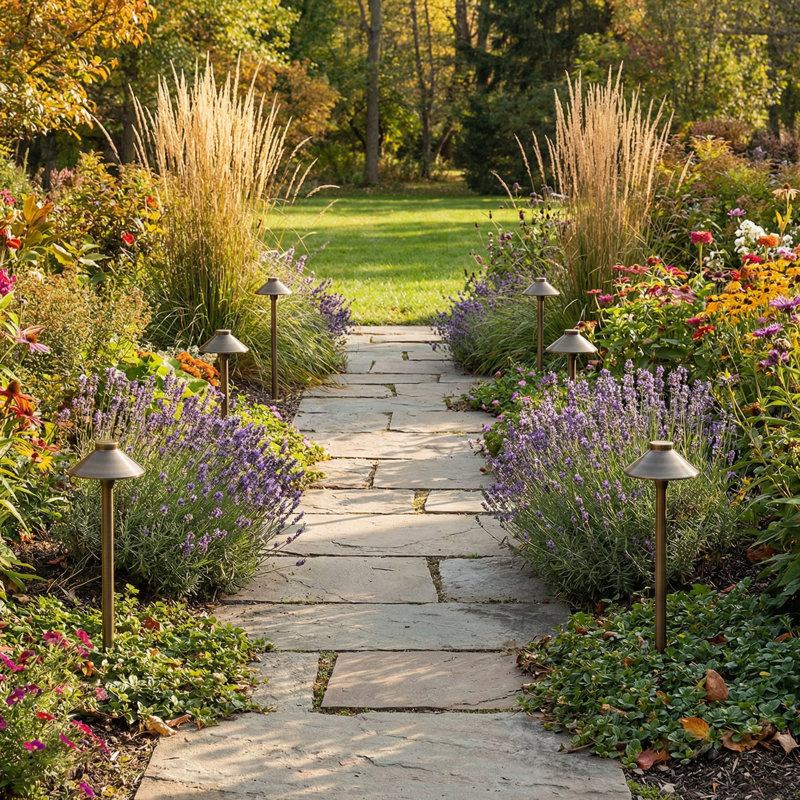 Brass Pathway Light, 17"W * 17"D