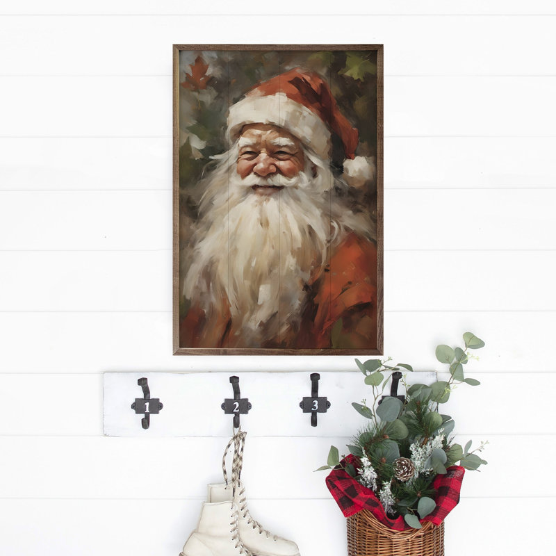 Portrait du père Noël en rouge, H 8 po x l 5 po