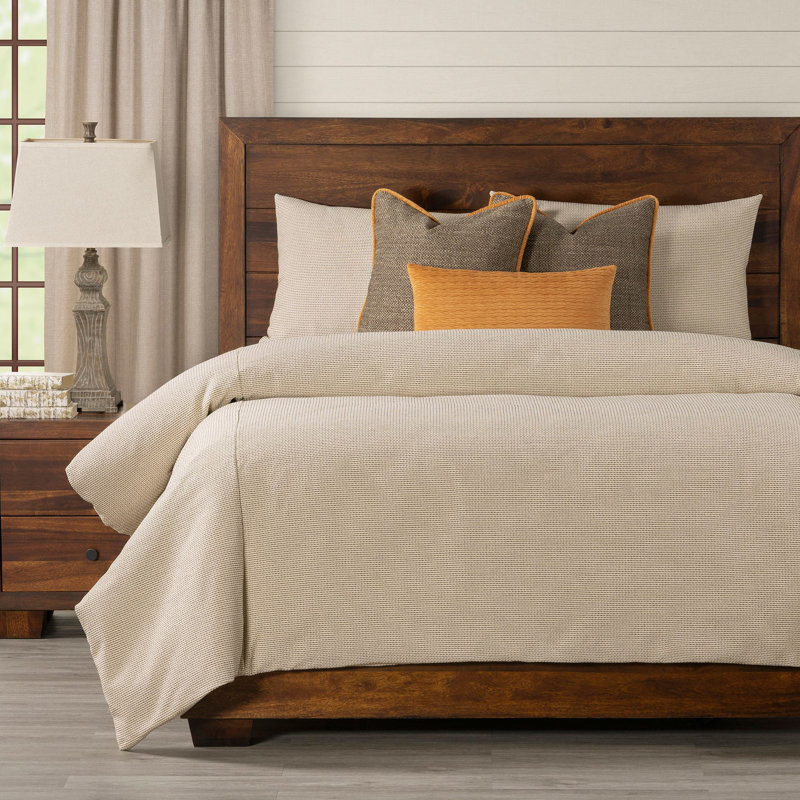 Cream & Black Stripe Cotton Blend Duvet Cover & Insert Set, Twin Duvet Cover + 1 Sham + 2 Pillows