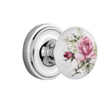 Classic Rosette with White Rose Porcelain Door Knob