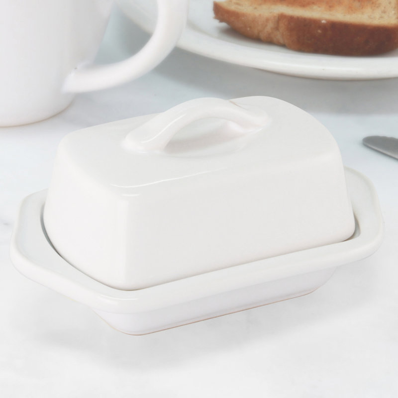 Winston Porter Biarni Butter Dish, White