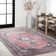 Heimir Bohemian Distressed Chenille Machine-Washable Dark Pink/Black/White Rug