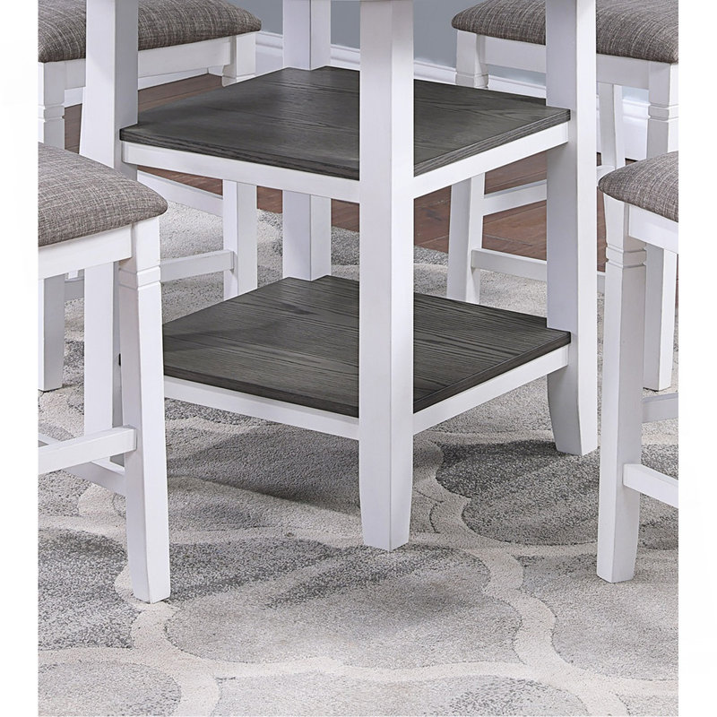 Table de salle à manger à hauteur de comptoir avec étagères de rangement pour 4 chaises rembourrées, ensemble de salle à manger 5 pièces